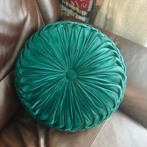Green Velvet Round Pillow